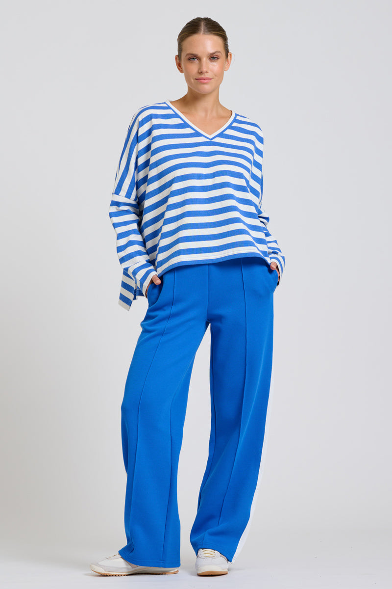 EST Scuba Trackpant - Azure Blue / White Stripe