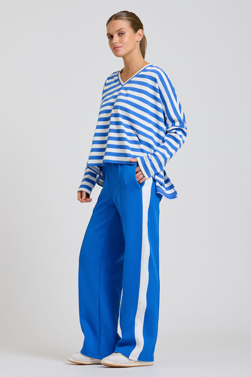 EST Scuba Trackpant - Azure Blue / White Stripe