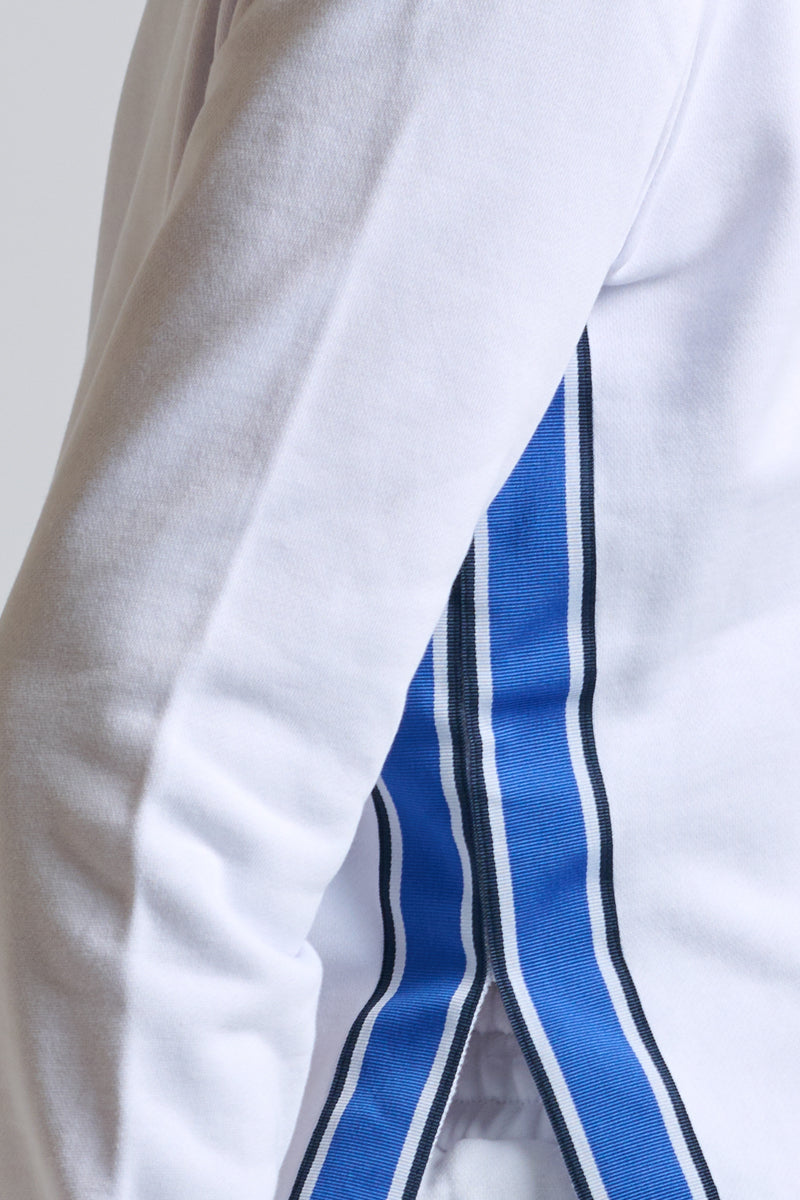 Victoria V Neck Grosgrain Trim - White