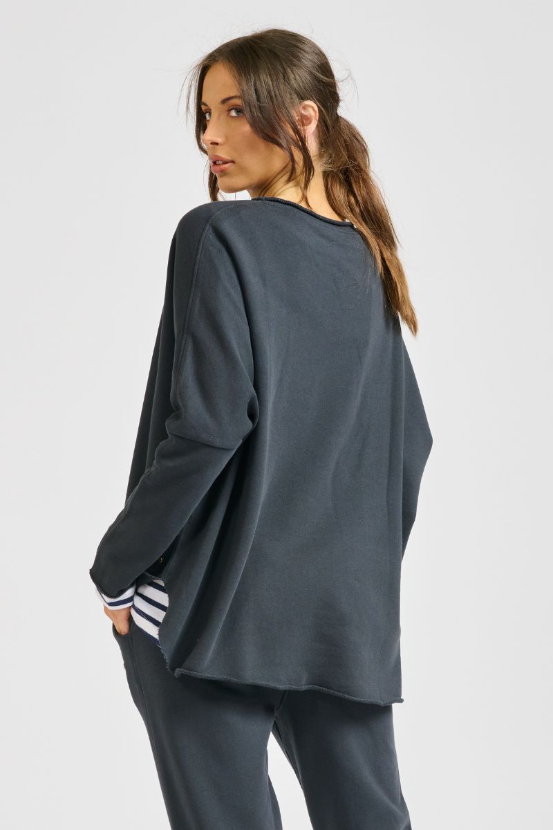 Raw long sleeve sweat - washed black