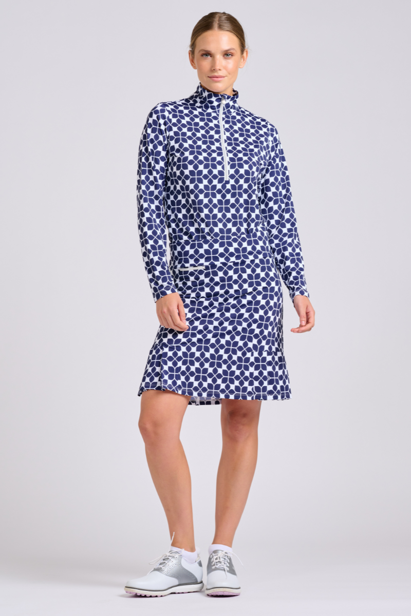 Barwon Long Skort - Geo Floral Navy