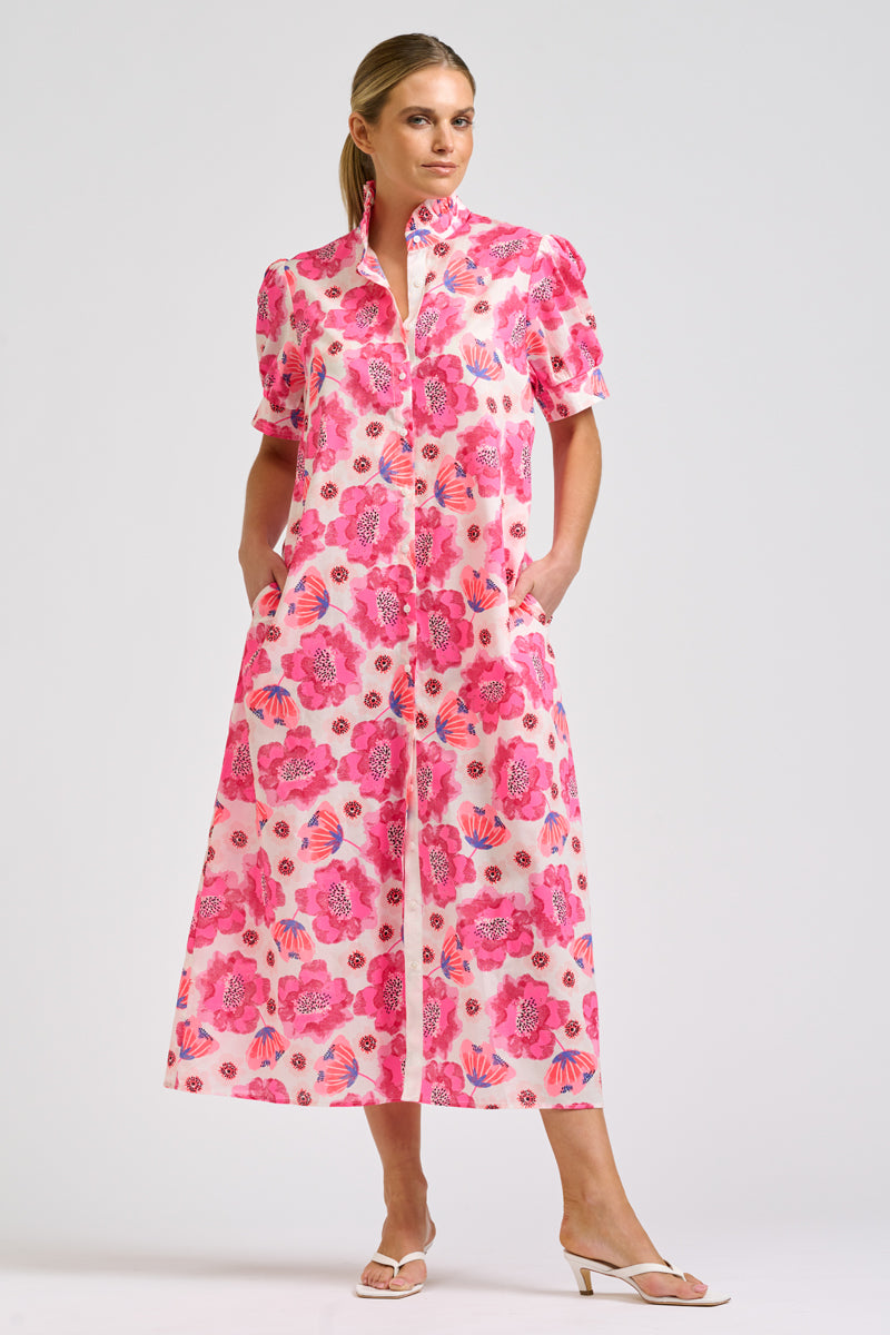 Anais Shirtdress - Ivory Neon Floral