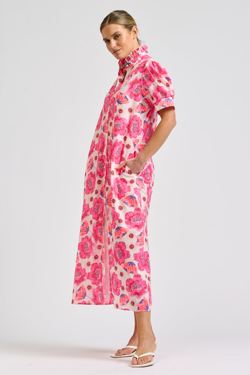 Anais Shirtdress - Ivory Neon Floral