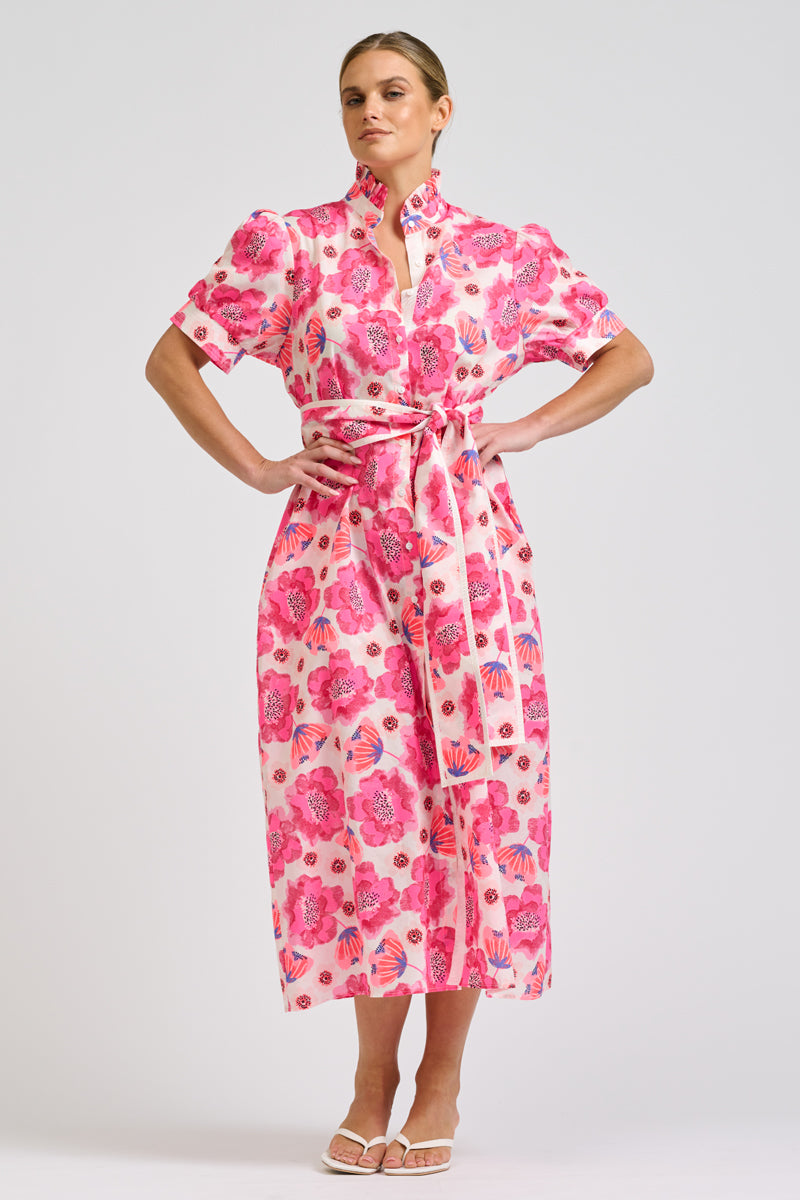 Anais Shirtdress - Ivory Neon Floral