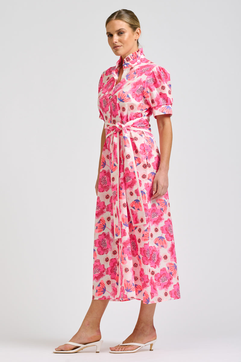Anais Shirtdress - Ivory Neon Floral