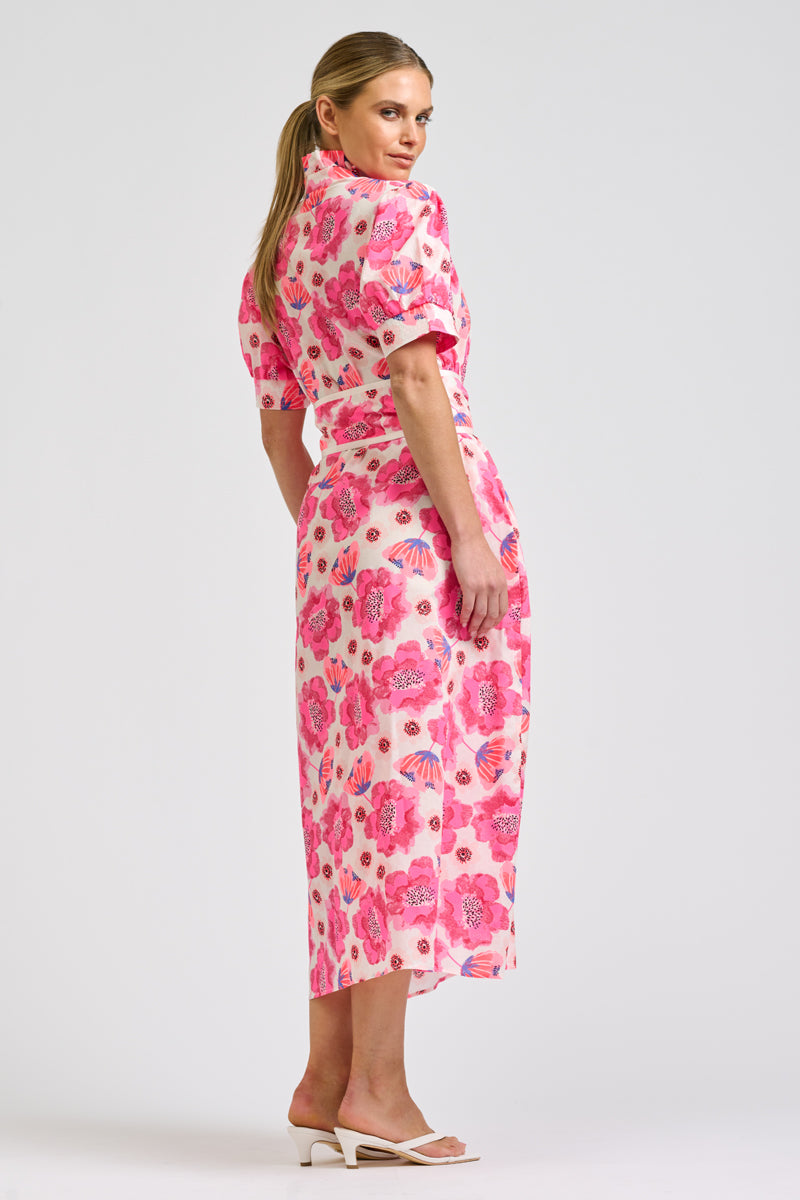 Anais Shirtdress - Ivory Neon Floral