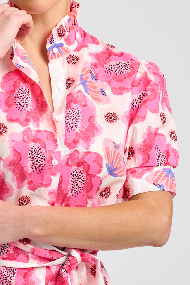 Anais Shirtdress - Ivory Neon Floral