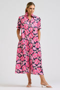 Anais Shirtdress - Navy Neon Floral