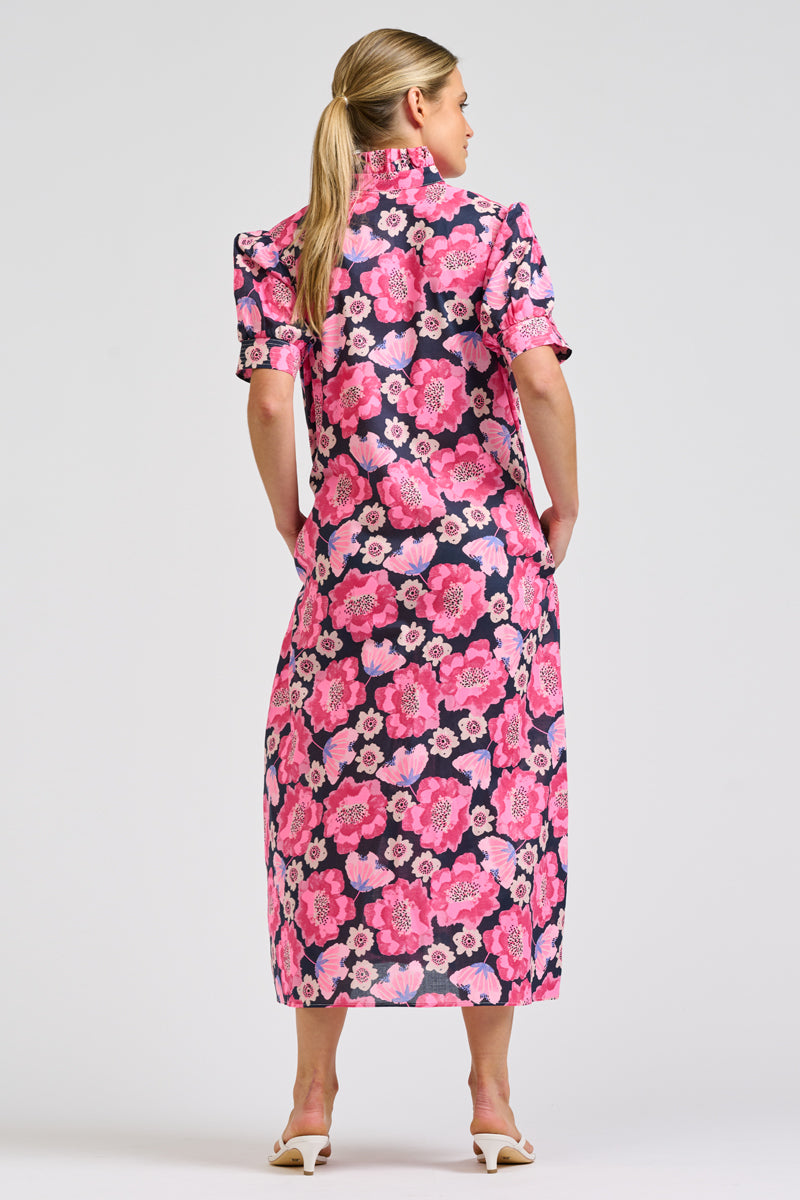 Anais Shirtdress - Navy Neon Floral