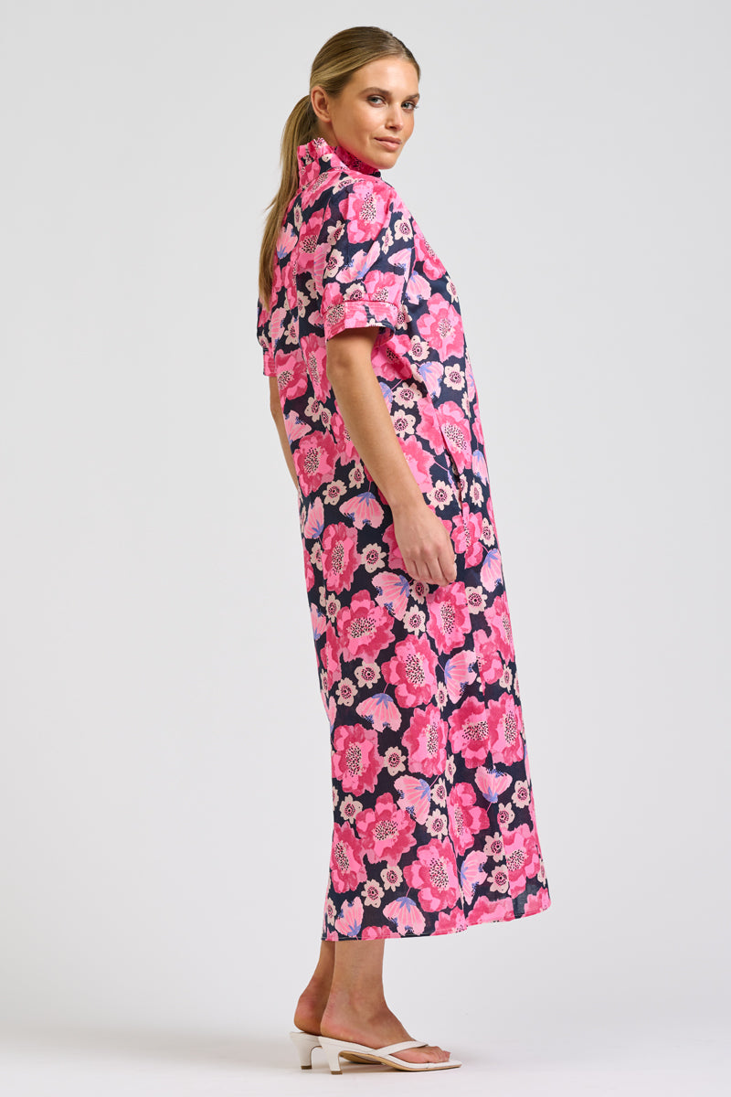 Anais Shirtdress - Navy Neon Floral