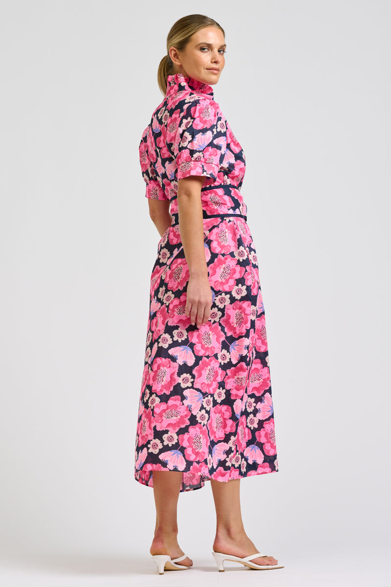 Anais Shirtdress - Navy Neon Floral