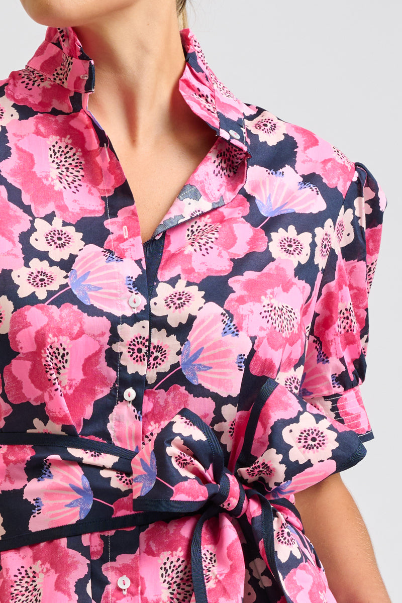 Anais Shirtdress - Navy Neon Floral