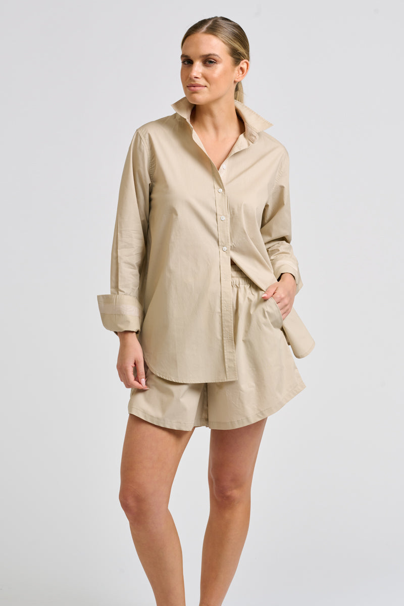 Ashley Shorts Grosgrain Trim - Biscuit