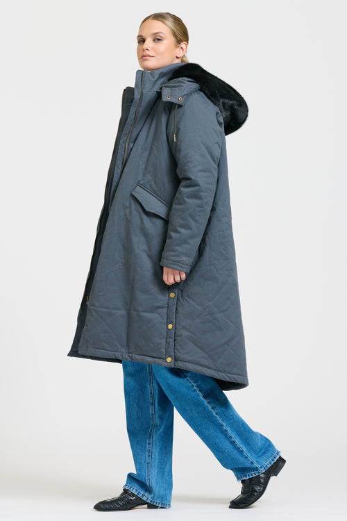 Aspen Long Line Coat - Bluestone/Black