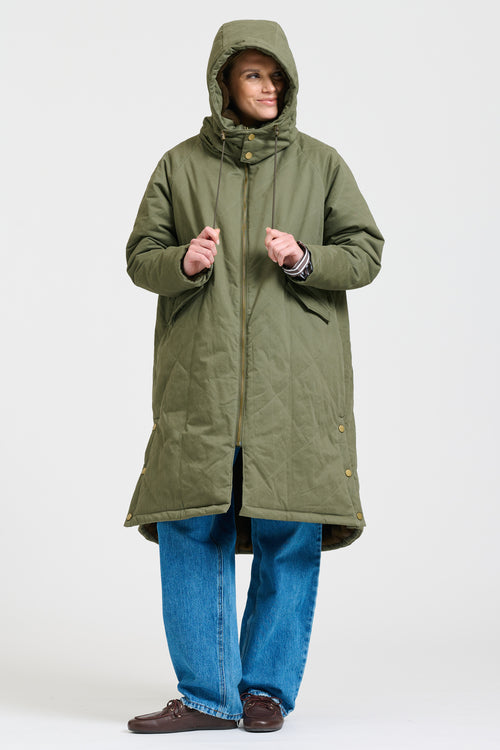 Aspen Long Line Coat - Khaki/Brown