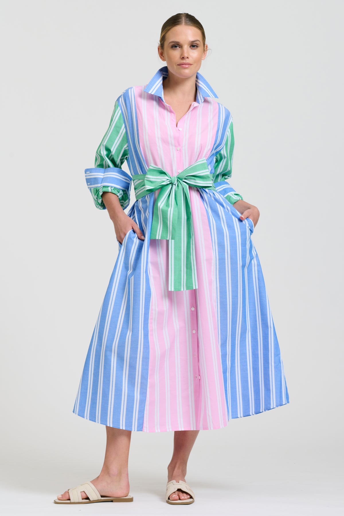 Bijou Longline Shirt Dress - Stripe Combo