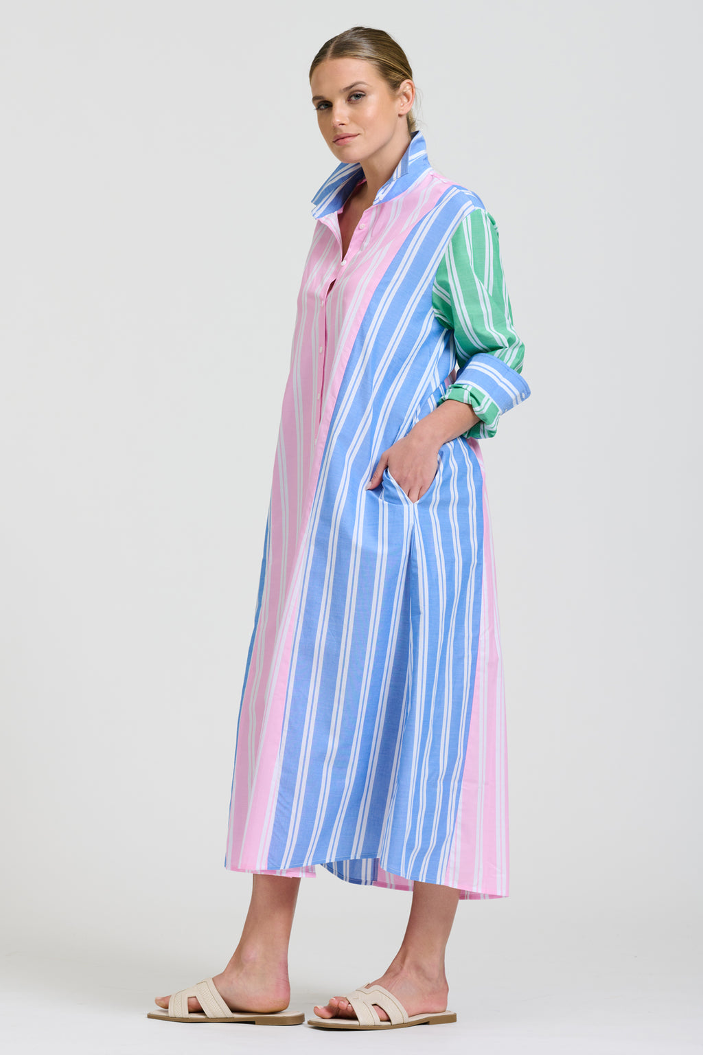 Bijou Longline Shirt Dress - Stripe Combo