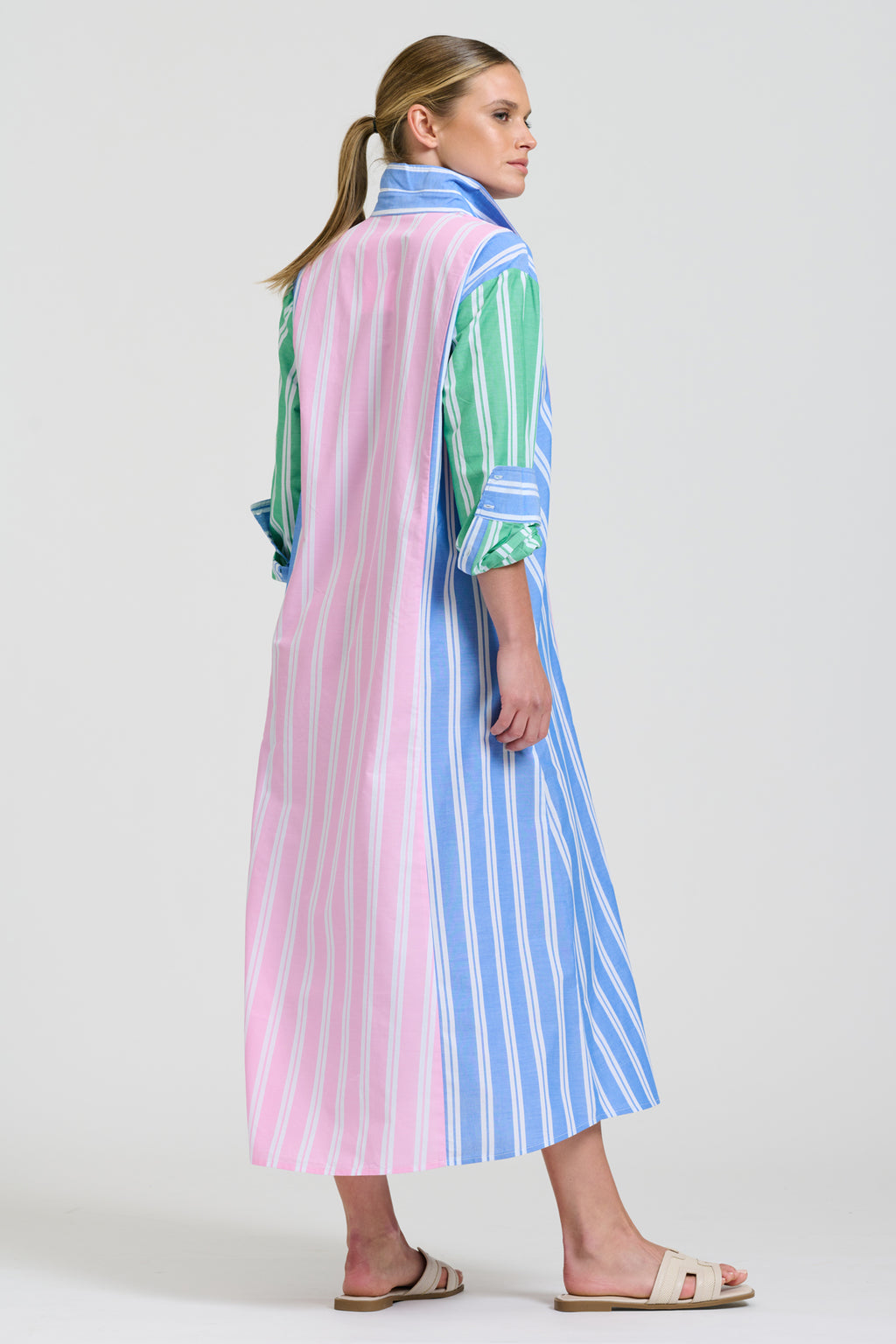 Bijou Longline Shirt Dress - Stripe Combo