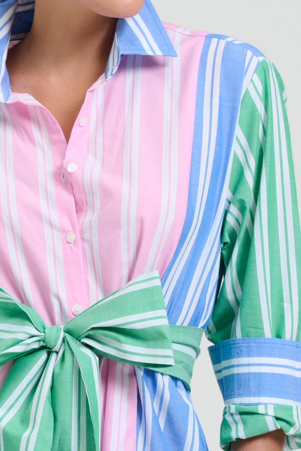 Bijou Longline Shirt Dress - Stripe Combo