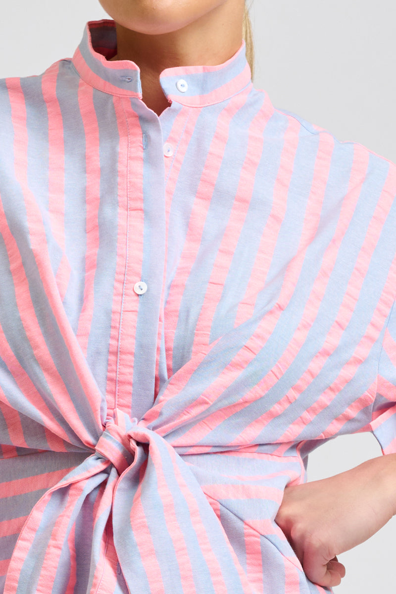 Billy Tie Shirt - Chambray Neon