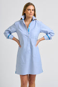 Candy Popover Dress - Blue Oxford