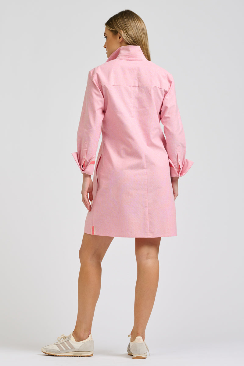 Candy Popover Dress - Coral Oxford
