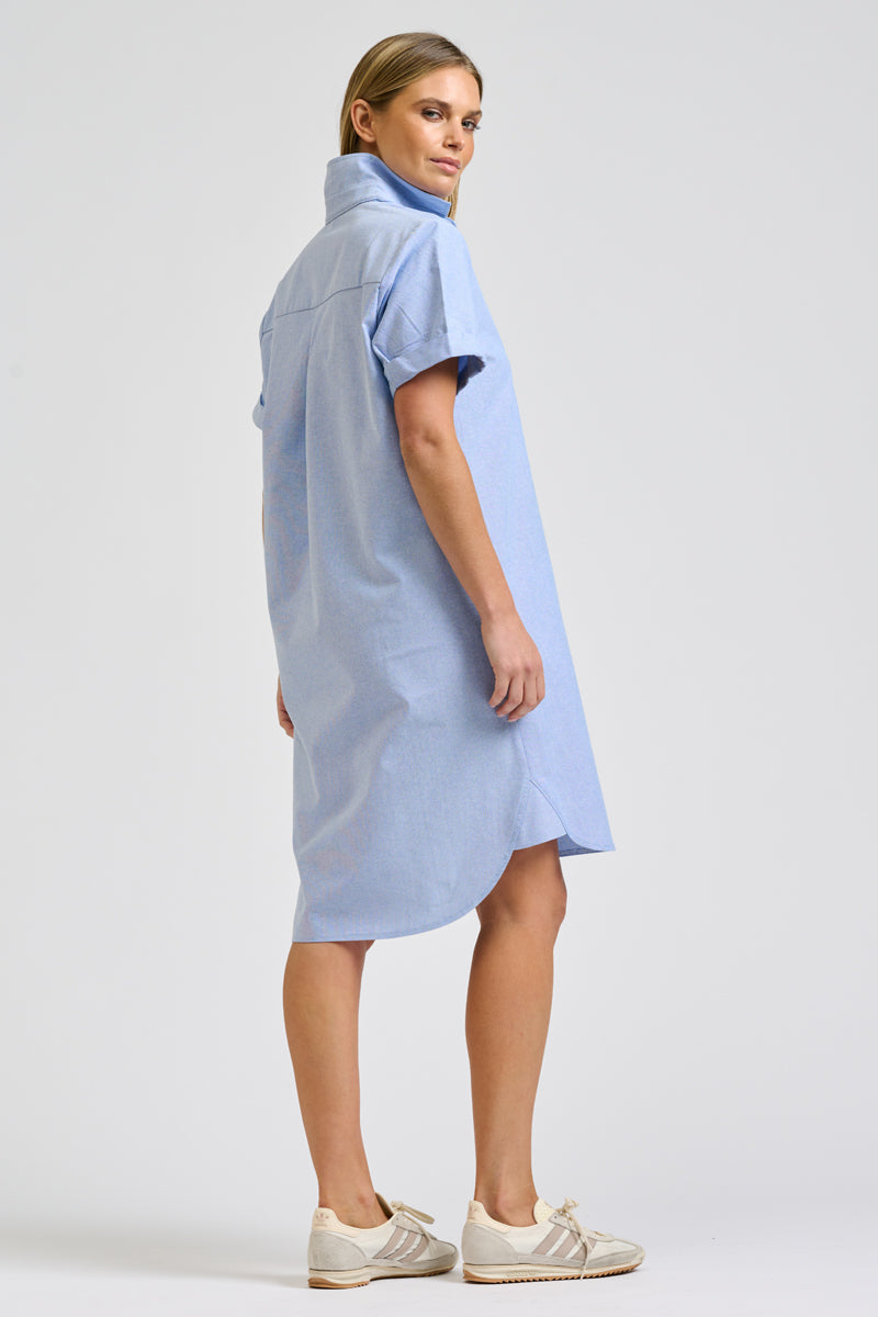 Catie Dress - Blue Oxford