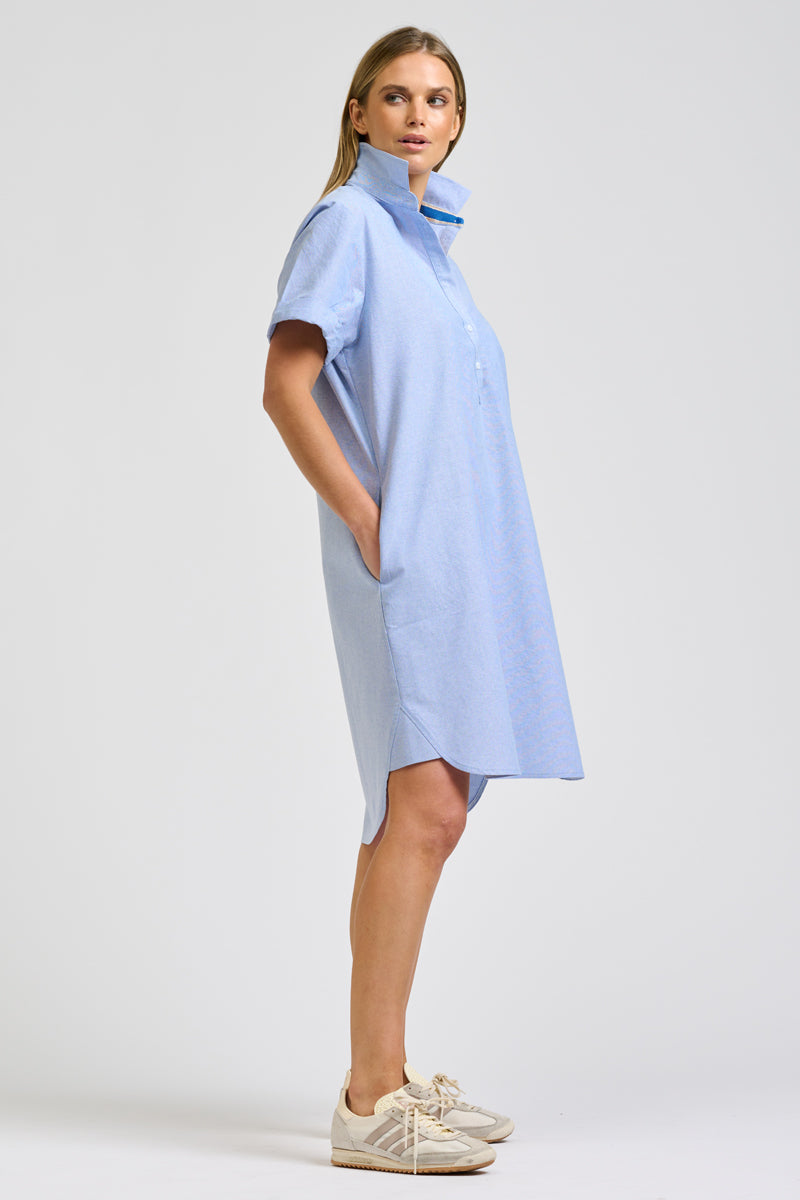 Catie Dress - Blue Oxford