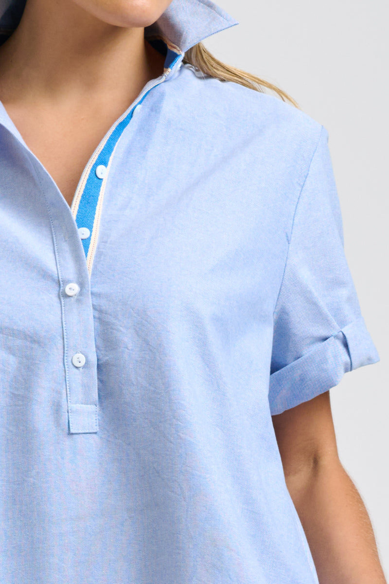 Catie Dress - Blue Oxford
