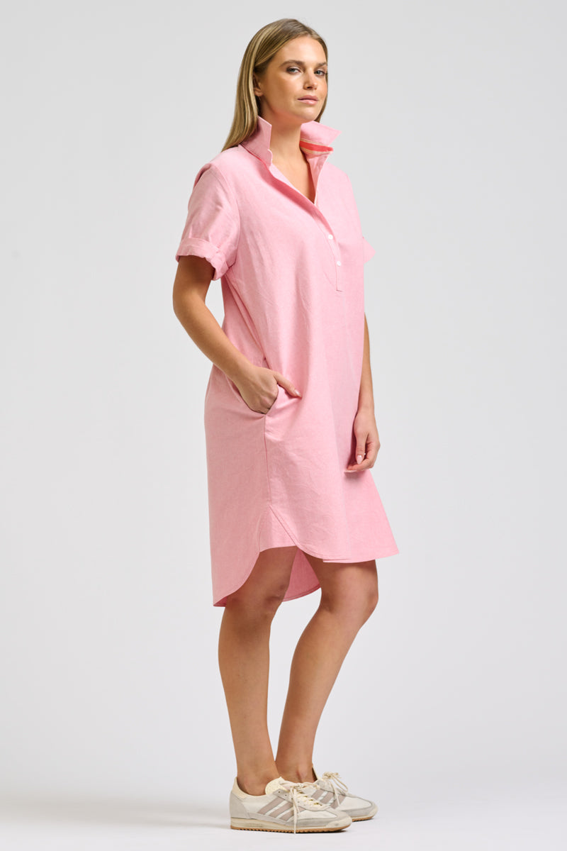Catie Dress - Coral Oxford