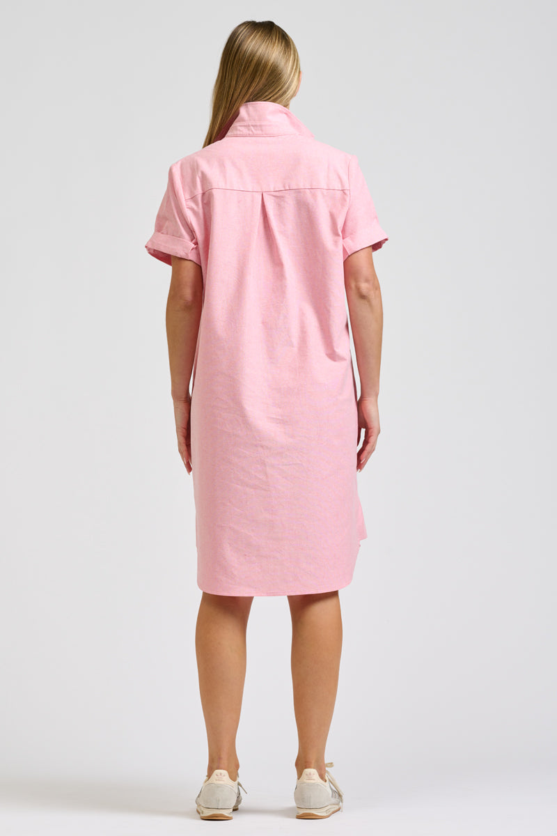 Catie Dress - Coral Oxford