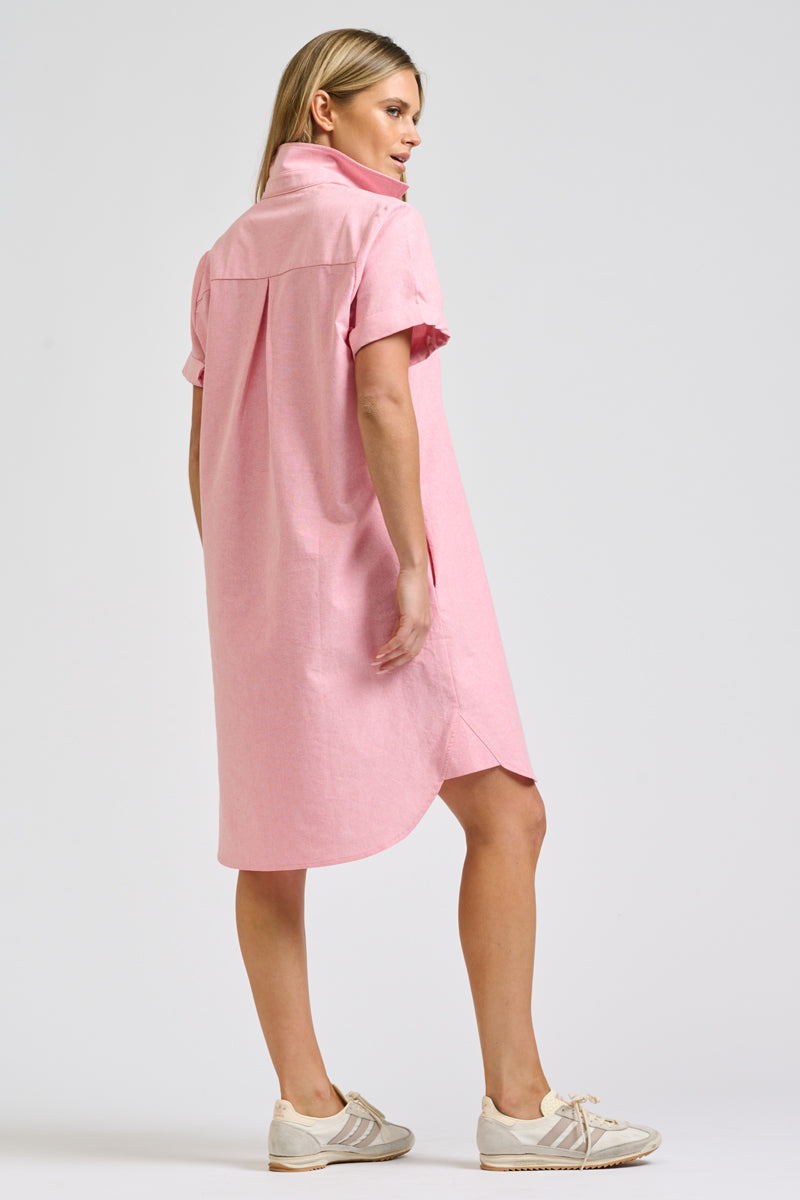 Catie Dress - Coral Oxford