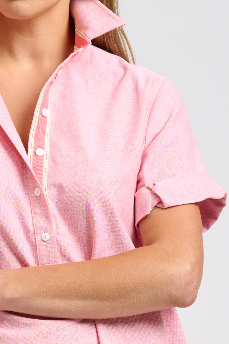 Catie Dress - Coral Oxford