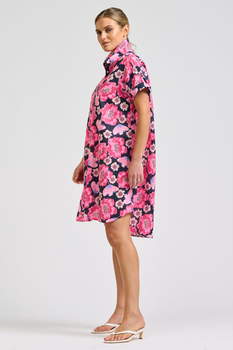 Lucy Mini Dress - Navy Neon Floral