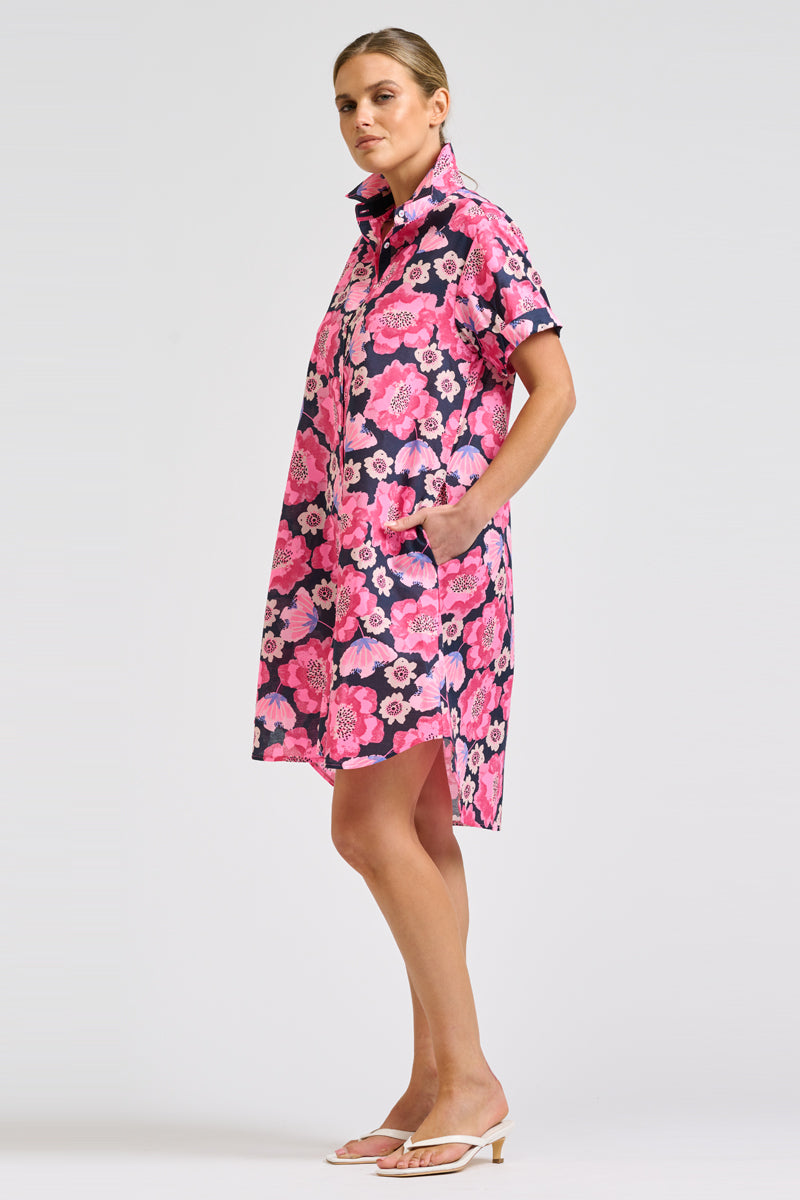 Lucy Mini Dress - Navy Neon Floral