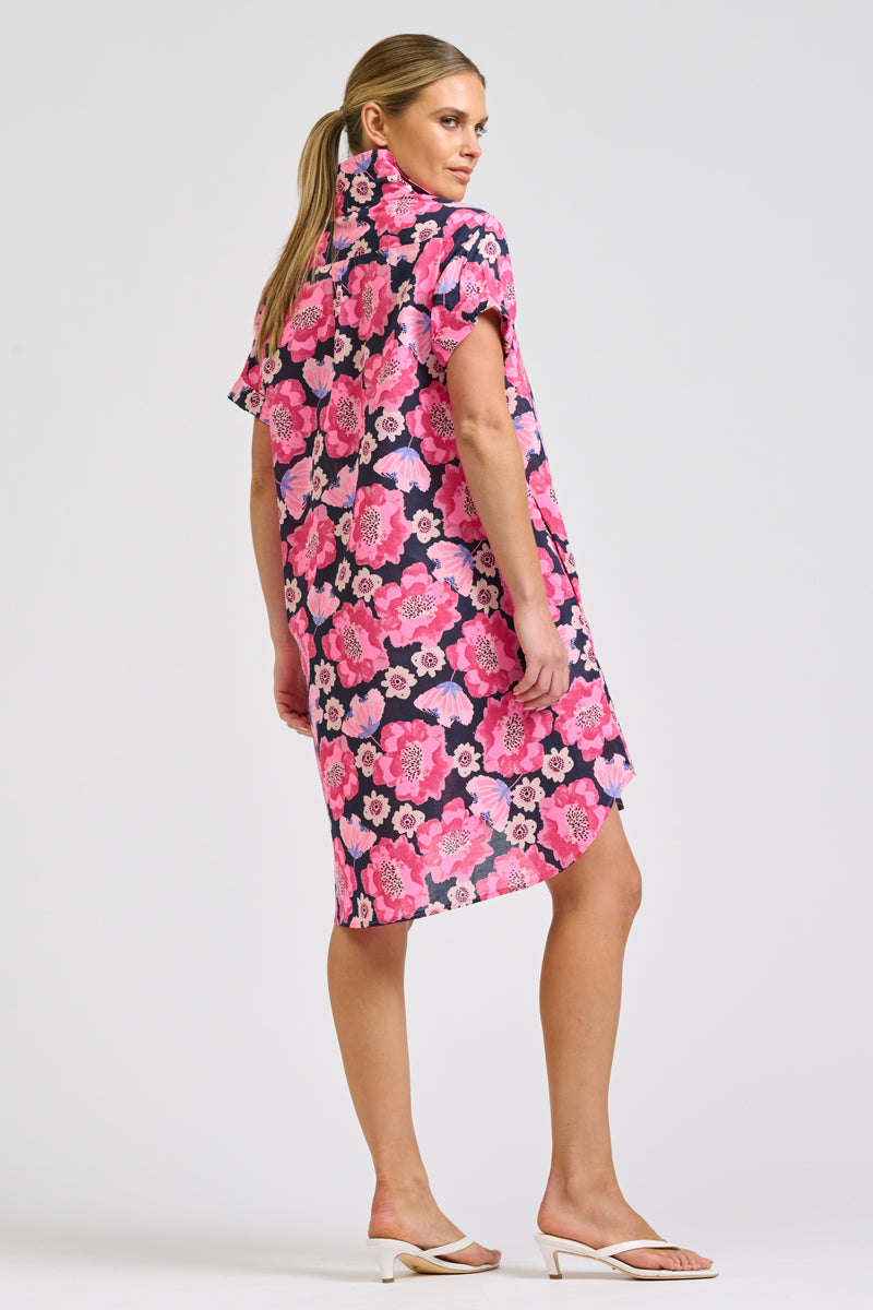 Lucy Mini Dress - Navy Neon Floral