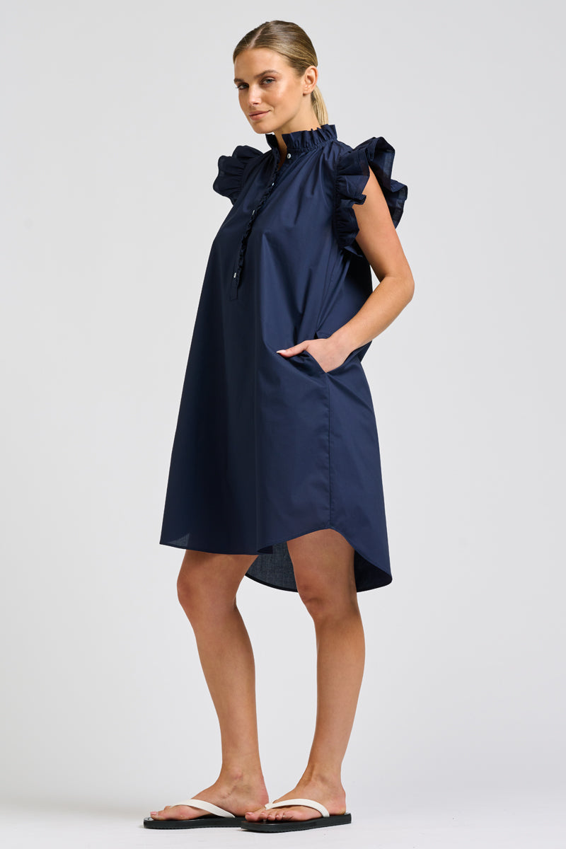 Poppy Popover Dress - French Navy