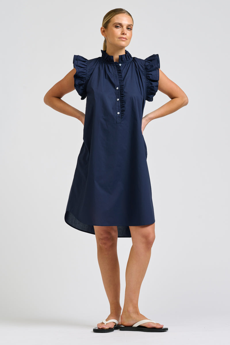 Poppy Popover Dress - French Navy