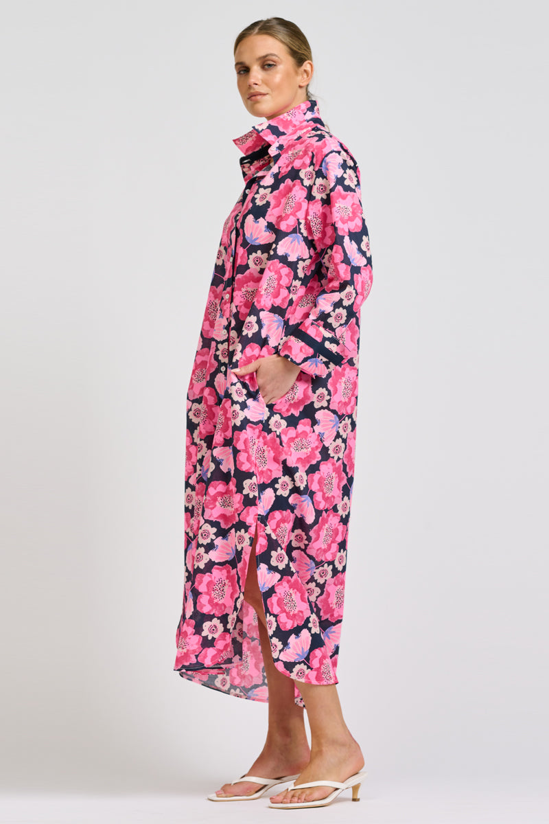 Pia Shirtdress - Navy Neon Floral