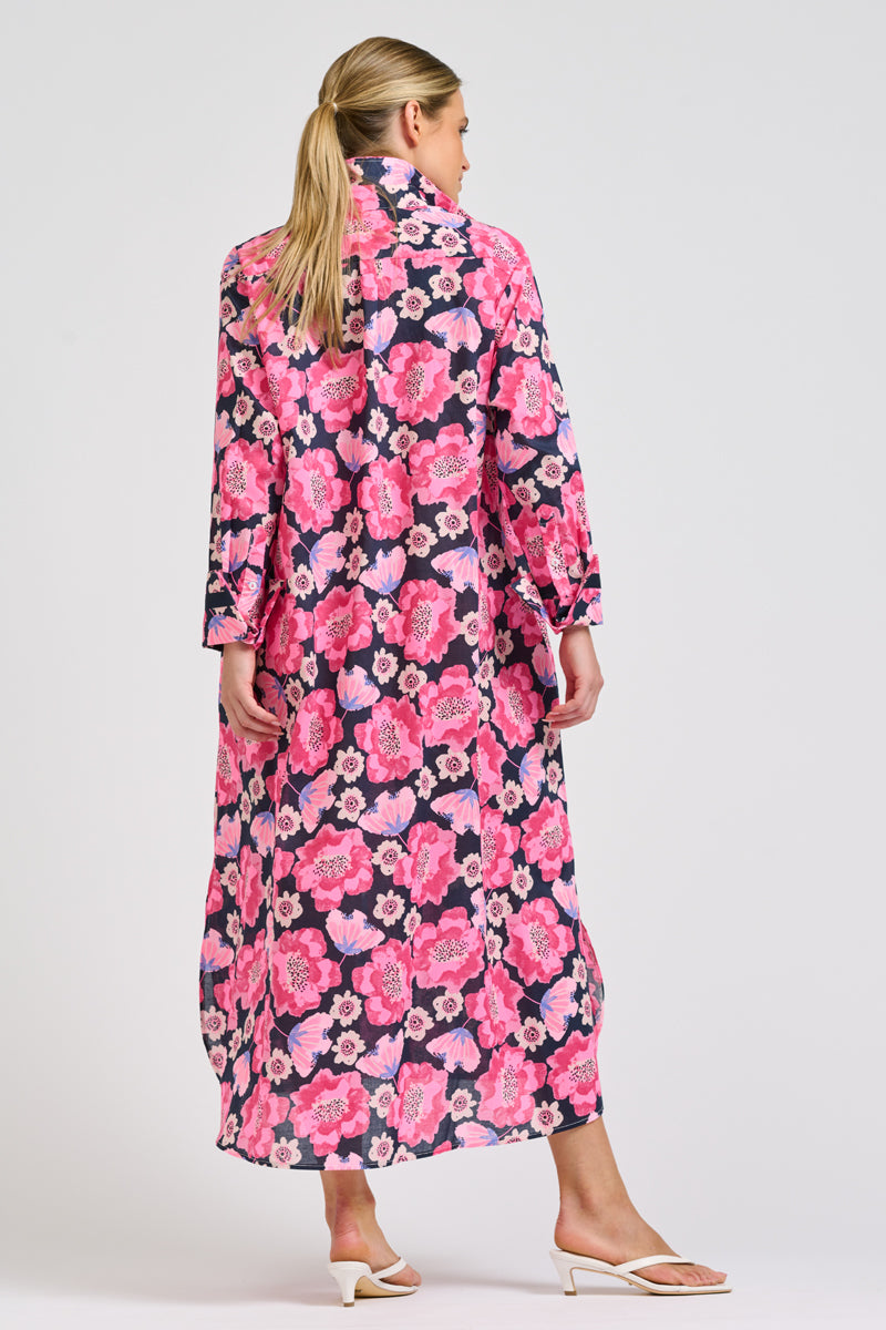 Pia Shirtdress - Navy Neon Floral