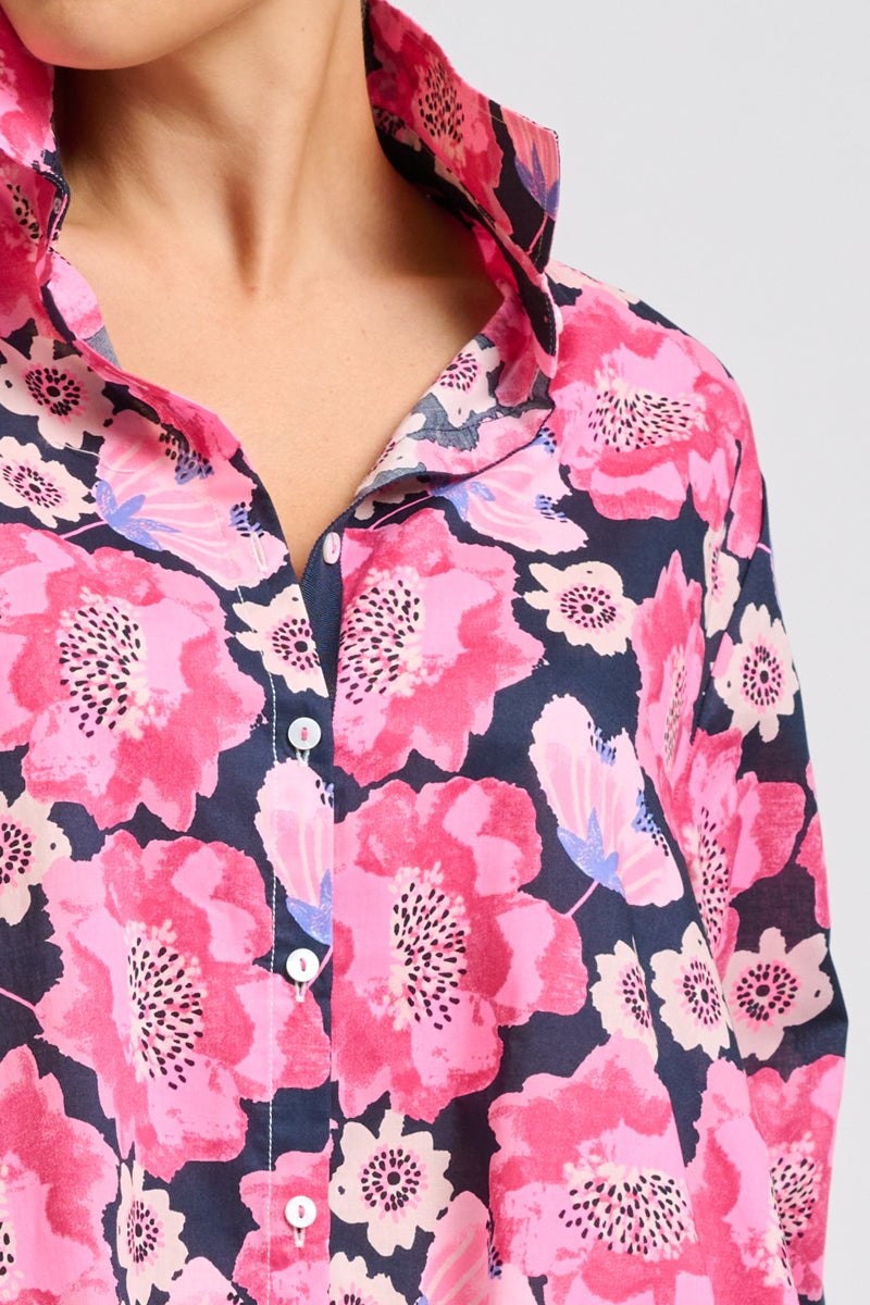 Pia Shirtdress - Navy Neon Floral