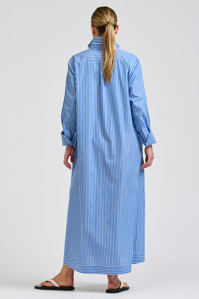 Sybil Dress - Mid Blue Stripe