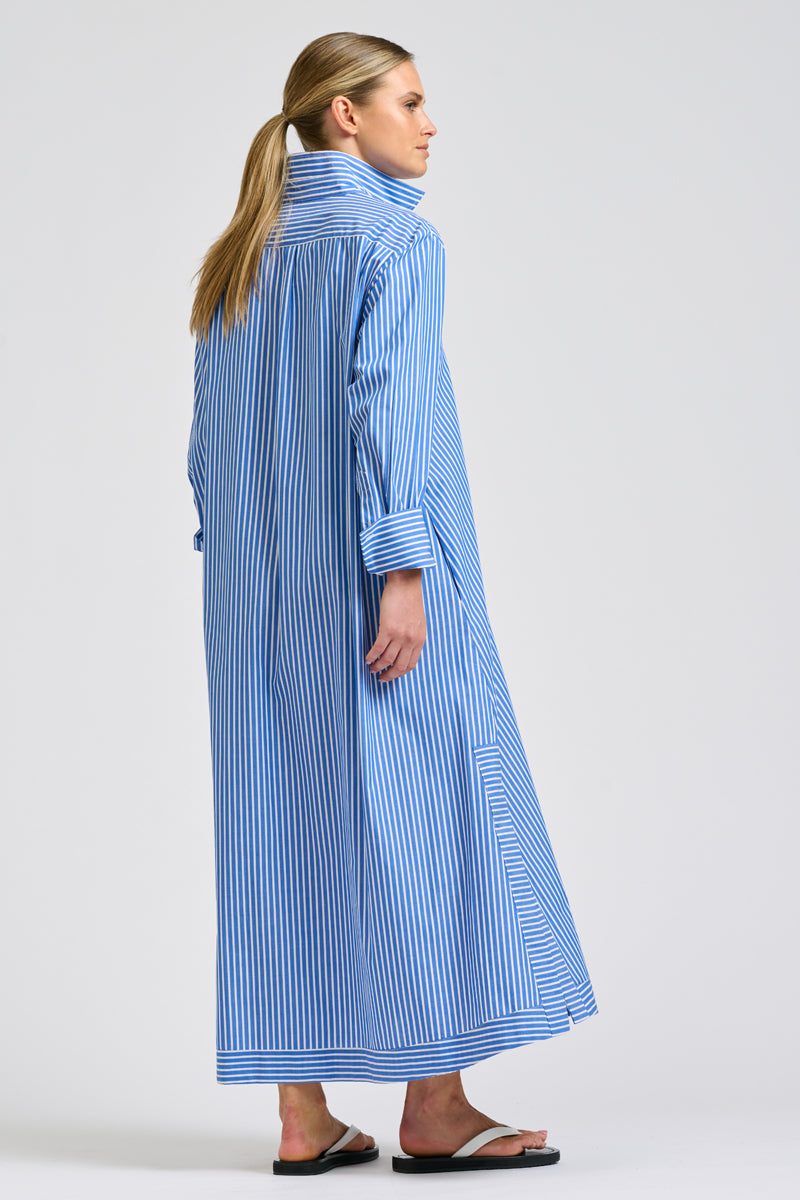 Sybil Dress - Mid Blue Stripe