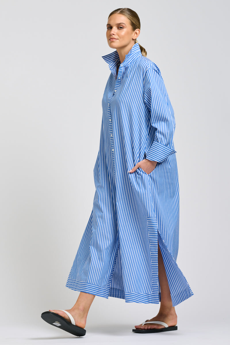 Sybil Dress - Mid Blue Stripe