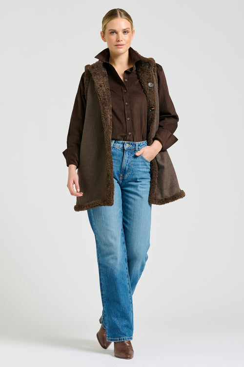 Alto Mid Length Vest - Chocolate