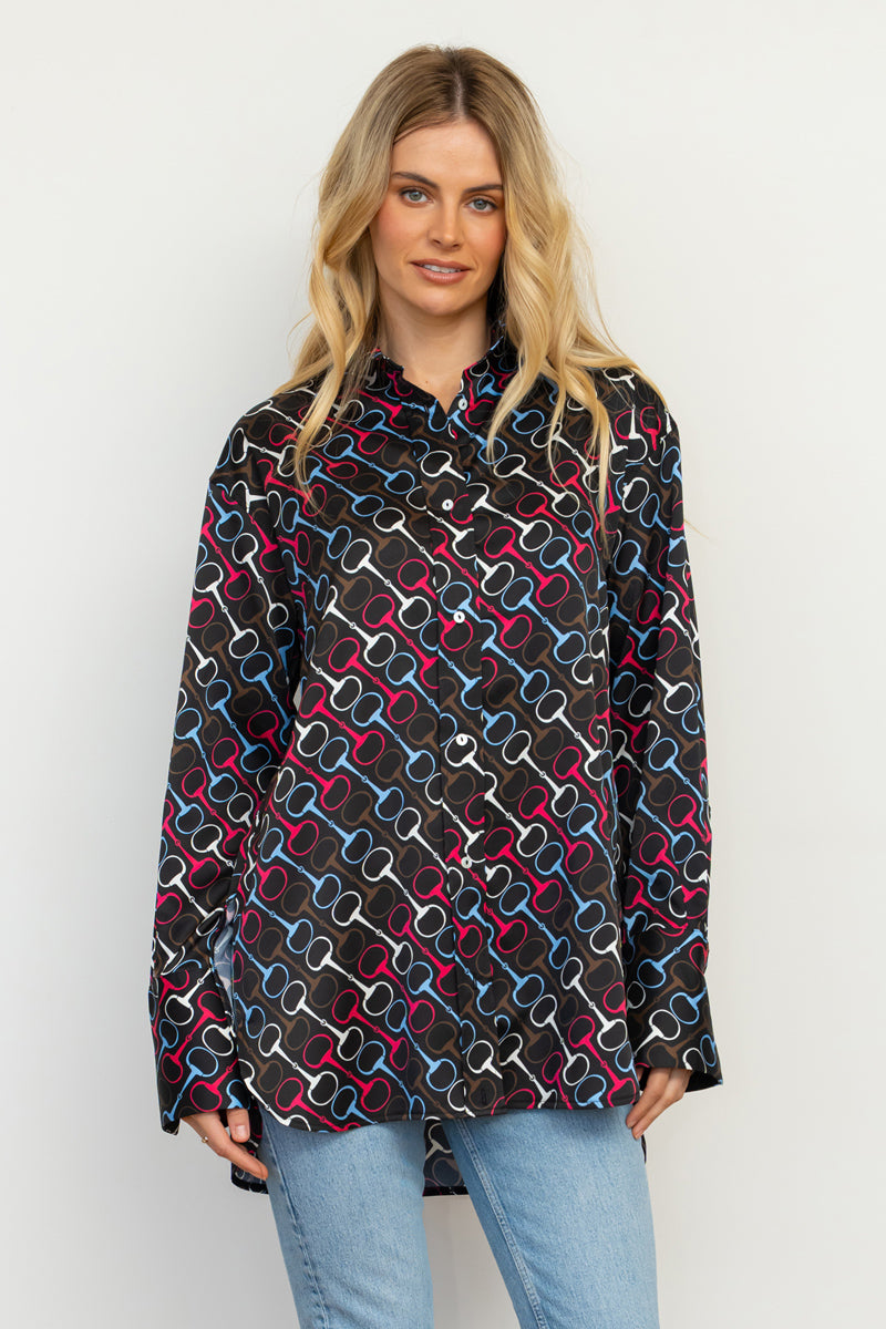 Amelie Boyfriend Shirt - Snaffle Print