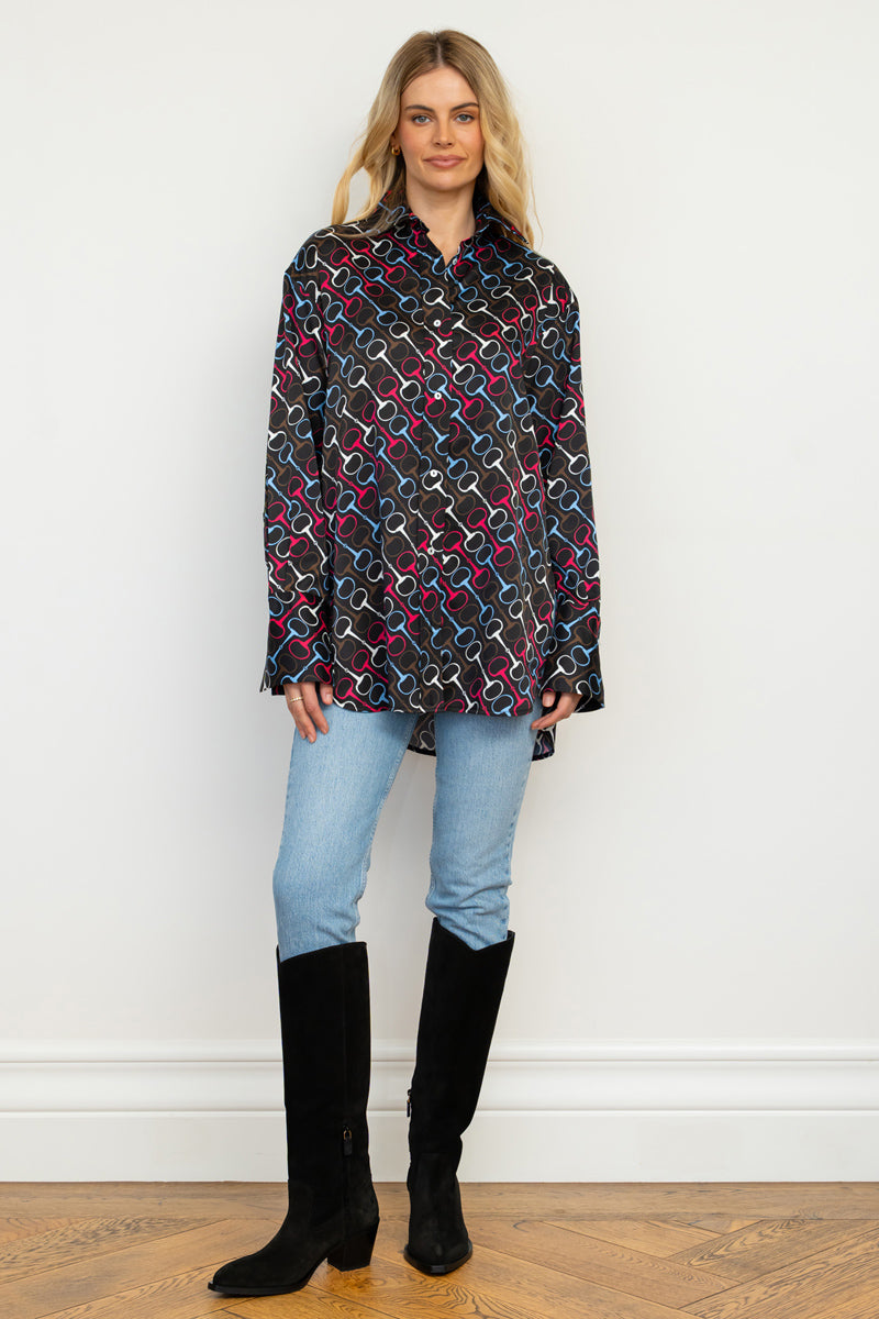 Amelie Boyfriend Shirt - Snaffle Print