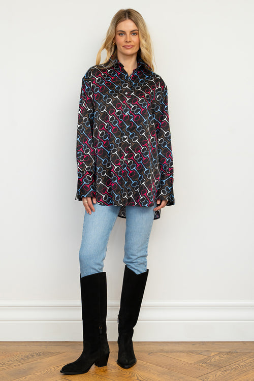 Amelie Boyfriend Shirt - Snaffle Print
