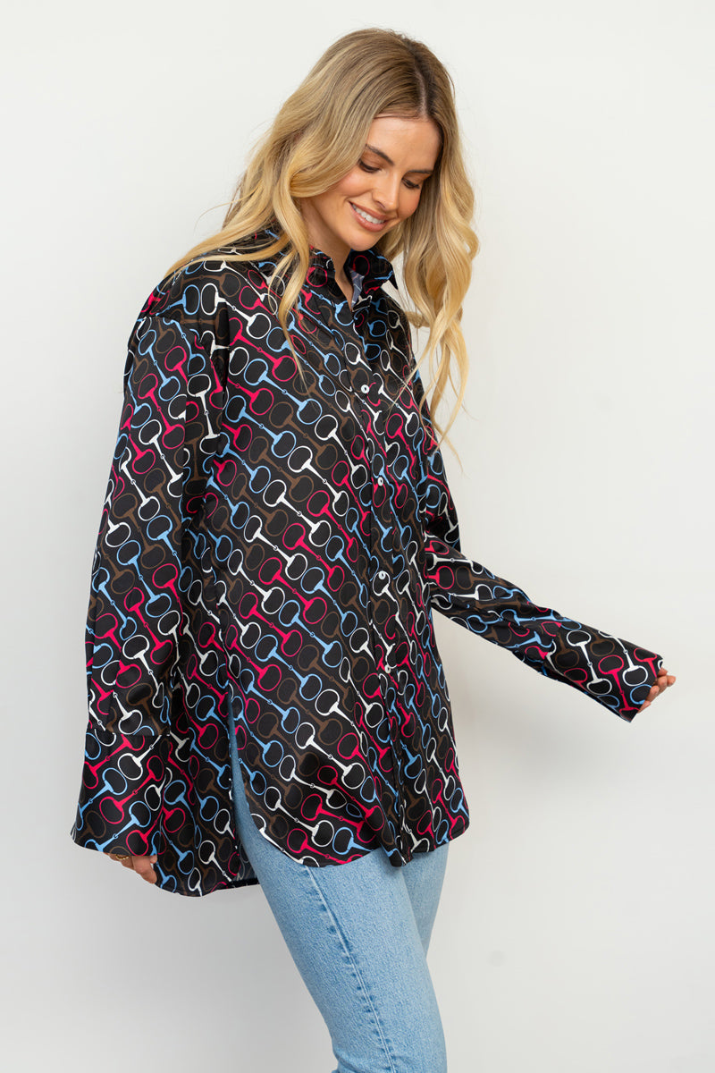 Amelie Boyfriend Shirt - Snaffle Print