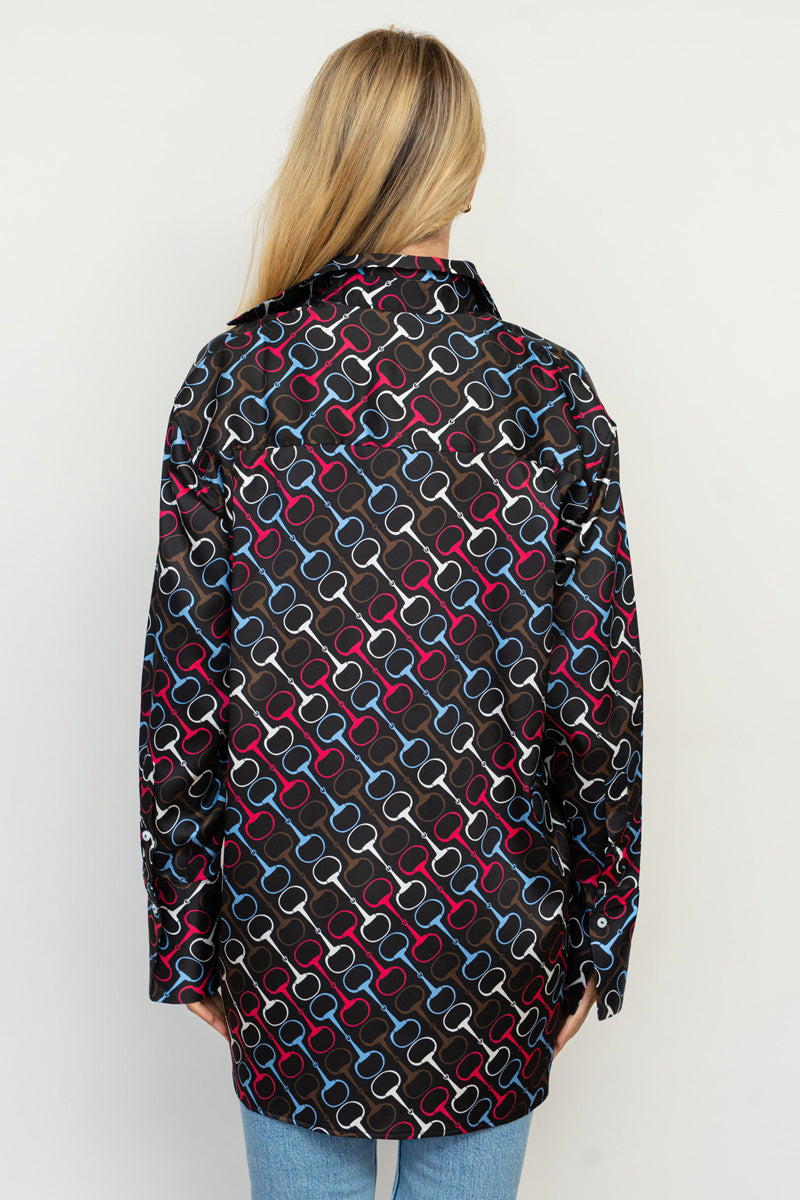 Amelie Boyfriend Shirt - Snaffle Print
